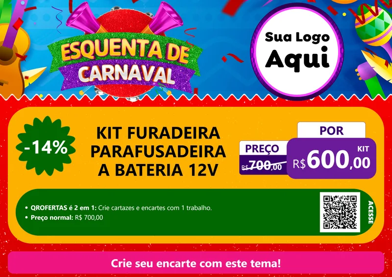 Modelo de Cartaz para Cartaz A4 Horizontal com o tema Esquenta de Carnaval para Maquinas e Ferramentas