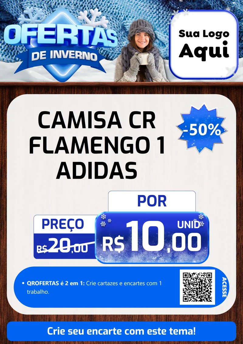 Modelo de Cartaz para Cartaz A4 Vertical com o tema Ofertas de Inverno para Roupas e acessórios