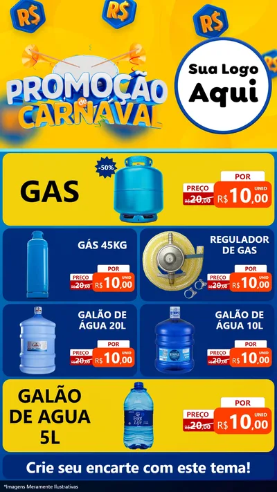 Modelo de TV para TV Vertical com o tema Promoção de Carnaval para Água e gás