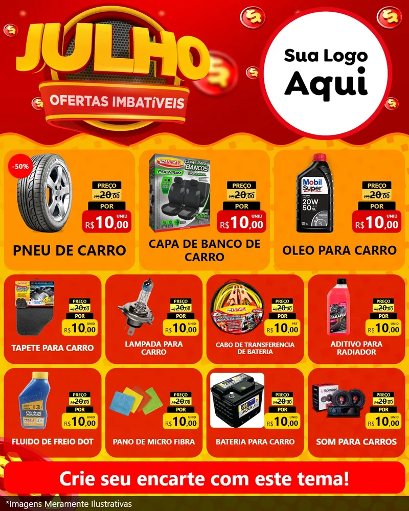 Modelo de Rede Social para Feed Instagram com o tema Julho Ofertas Imbatíveis para Auto peças