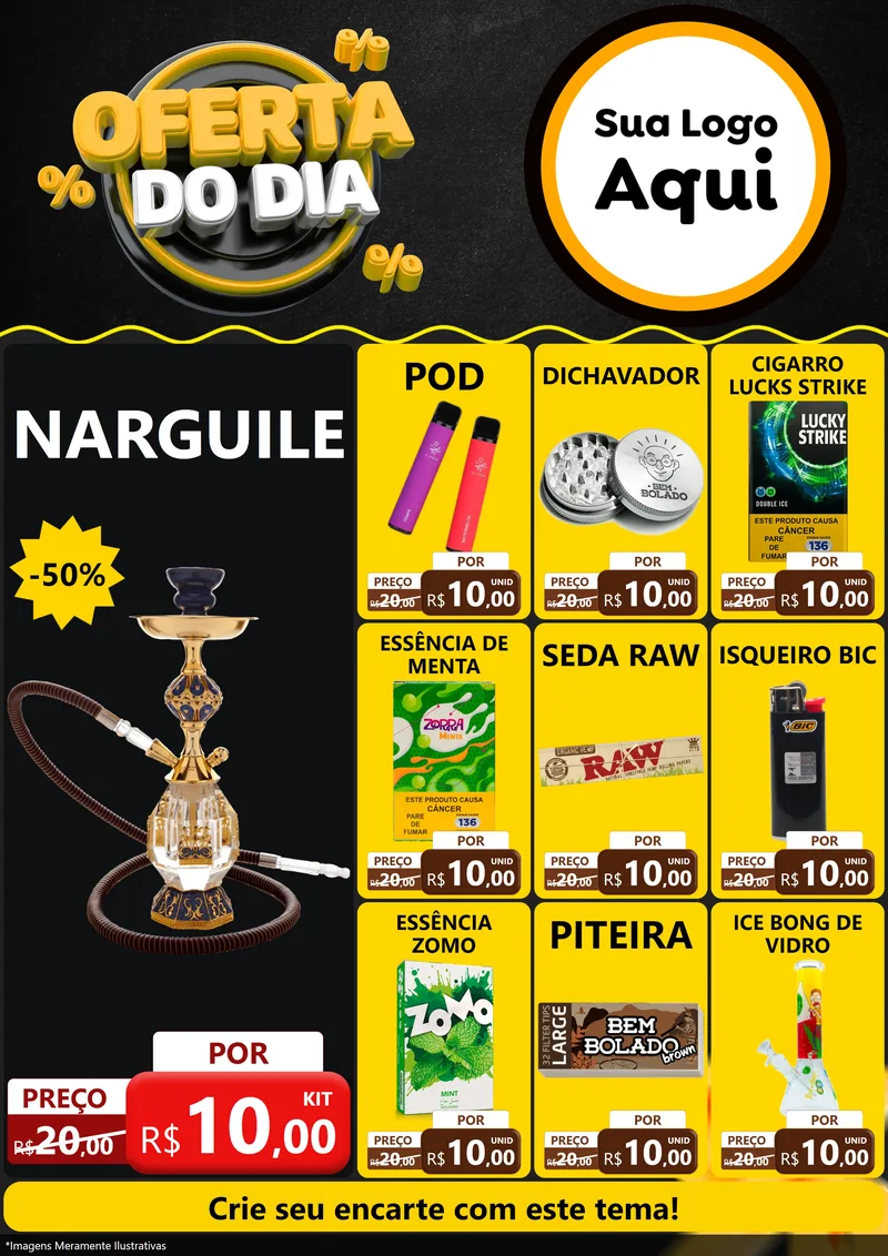 Modelo de Encarte para Encarte A4 Vertical com o tema Oferta Do Dia para Tabacaria