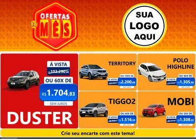 Modelo de Encarte para Encarte A4 Horizontal com o tema Ofertas do Mês para Concessionaria de Carros