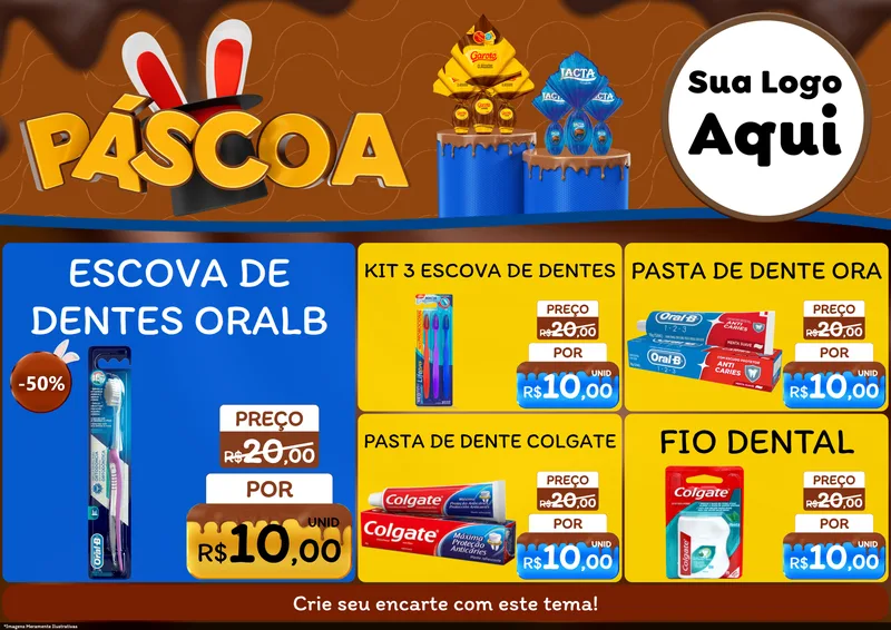 Modelo de Encarte para Encarte A4 Horizontal com o tema Páscoa para Higiene Pessoal