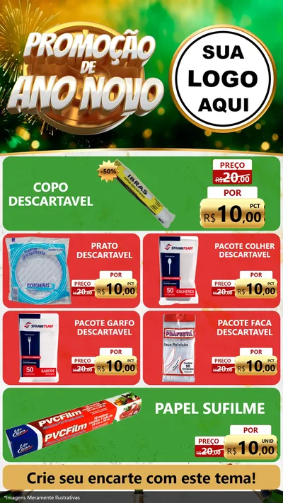 Modelo de TV para TV Vertical com o tema Promoção de Ano Novo para Embalagens