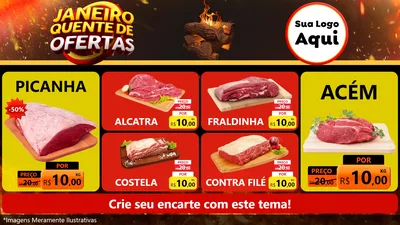 Modelo de TV para TV Horizontal com o tema Janeiro Quente de Ofertas para Açougue