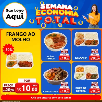 Modelo de Rede Social para Feed Facebook com o tema Semana Economia Total para Restaurante