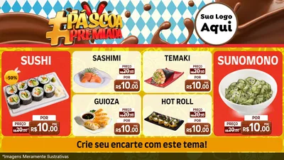 Modelo de TV para TV Horizontal com o tema Páscoa Premiada para Comida japonesa