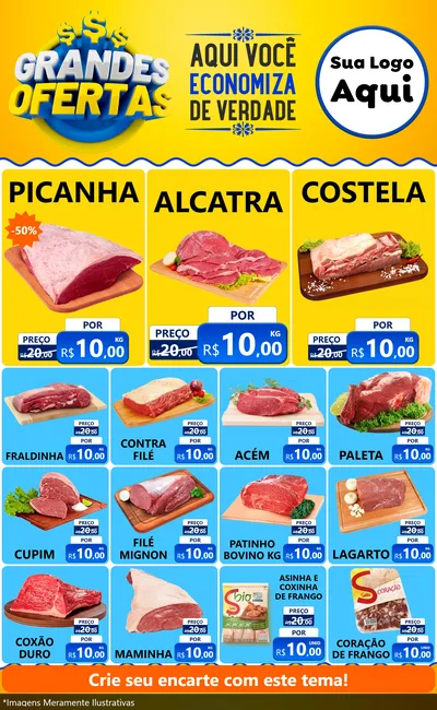 Modelo de Encarte para Encarte Grande com o tema Grandes Ofertas para Açougue