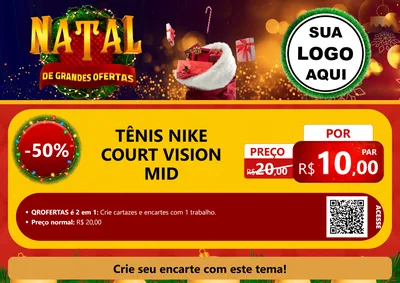 Modelo de Cartaz para Cartaz A4 Horizontal com o tema Natal de Grandes Ofertas para Calçados