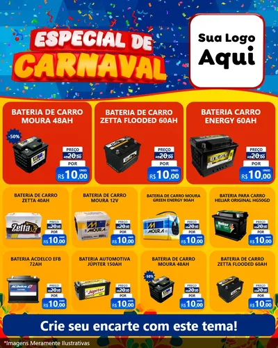 Modelo de Rede Social para Feed Instagram com o tema Especial de Carnaval para Baterias Elétricas