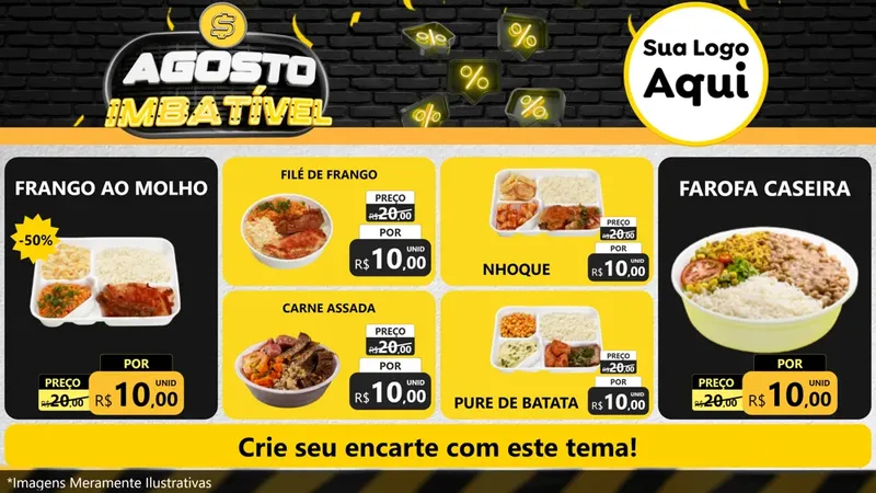 Modelo de TV para TV Horizontal com o tema Agosto Imbatível para Restaurante