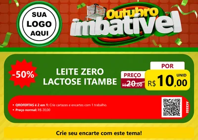 Modelo de Cartaz para Cartaz A4 Horizontal com o tema Outubro Imbatível para Frios e Laticínios