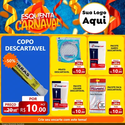 Modelo de Rede Social para Feed Facebook com o tema Esquenta de Carnaval para Embalagens