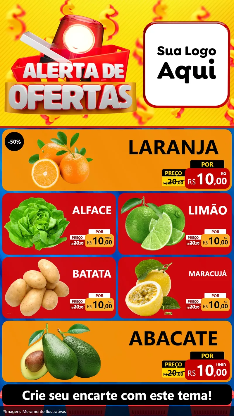 Modelo de TV para TV Vertical com o tema Alerta de Ofertas para Hortifrúti