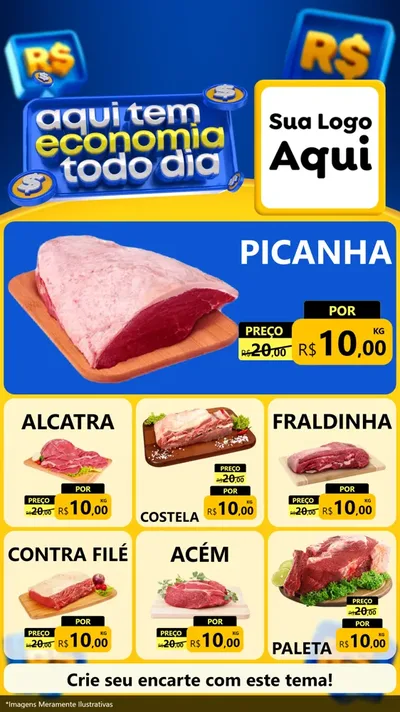 Modelo de Rede Social para Stories com o tema Aqui Tem Economia Todo Dia para Açougue