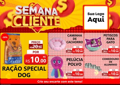 Modelo de Encarte para Encarte A4 Horizontal com o tema Semana do Cliente para Pet Shop