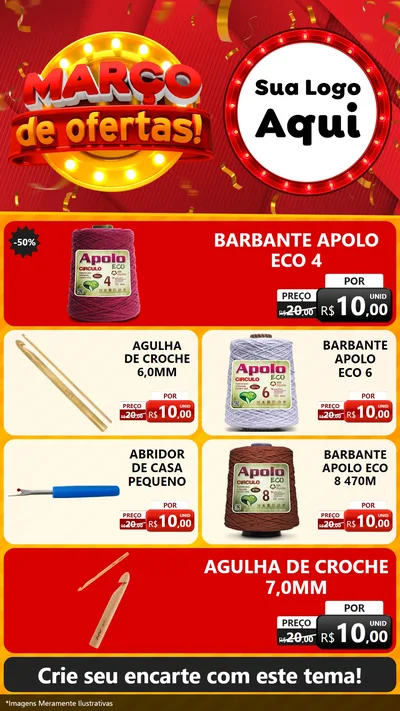Modelo de TV para TV Vertical com o tema Março de Ofertas! para Armarinho e Aviamentos