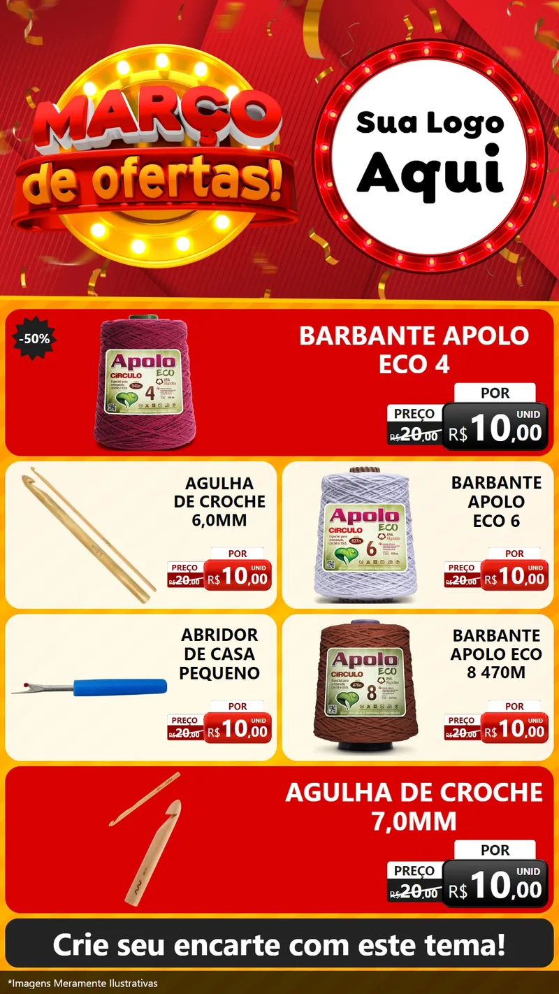 Modelo de TV para TV Vertical com o tema Março de Ofertas! para Armarinho e Aviamentos