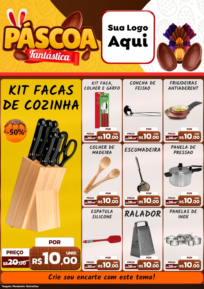 Modelo de Encarte para Encarte A4 Vertical com o tema Páscoa Fantástica para Utilidades Domésticas