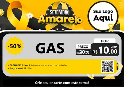 Modelo de Cartaz para Cartaz A4 Horizontal com o tema Setembro Amarelo para Água e gás