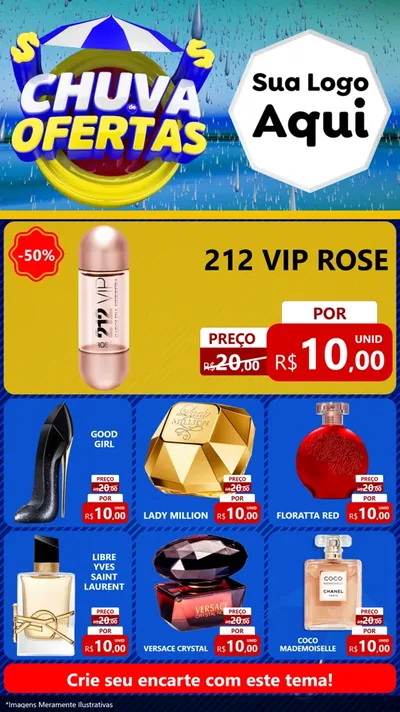 Modelo de Rede Social para Stories com o tema Chuva de Ofertas para Perfumes