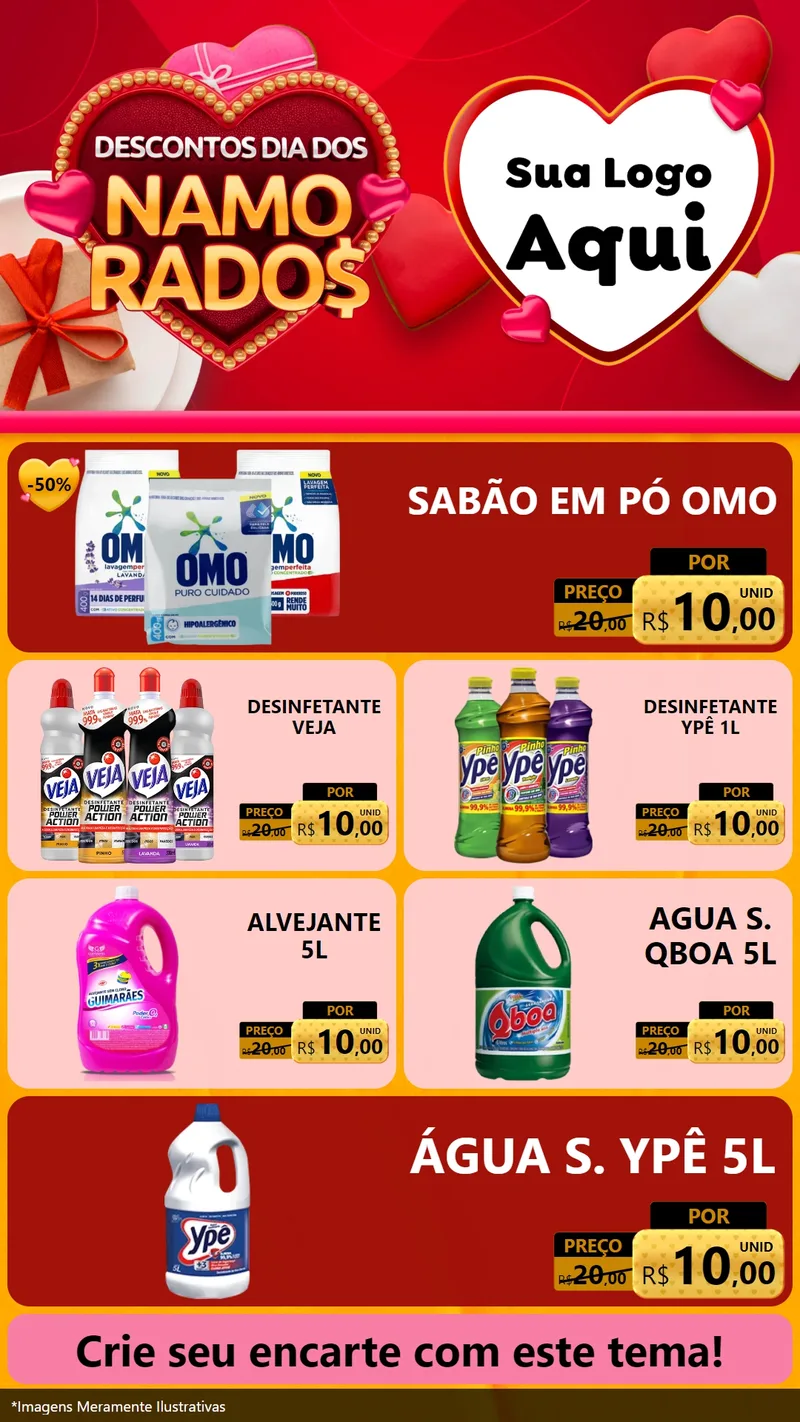 Modelo de TV para TV Vertical com o tema Descontos Dia dos Namorados para Produtos de Limpeza