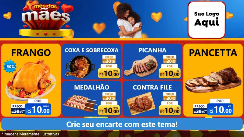Modelo de TV para TV Horizontal com o tema Mês das Mães para Assados