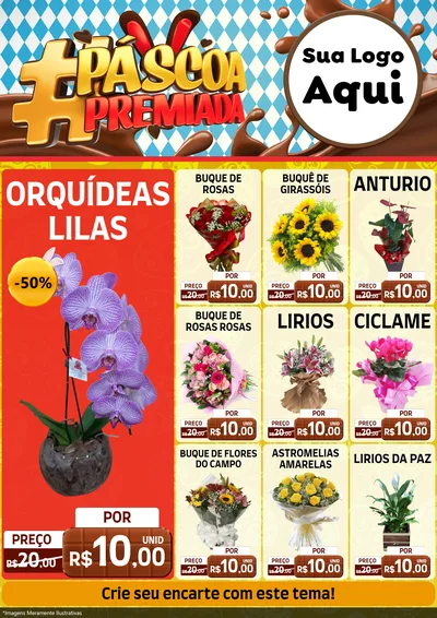 Modelo de Encarte para Encarte A4 Vertical com o tema Páscoa Premiada para Floricultura e jardim