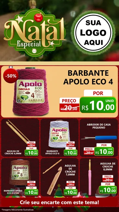 Modelo de Rede Social para Stories com o tema Natal Especial para Armarinho e Aviamentos