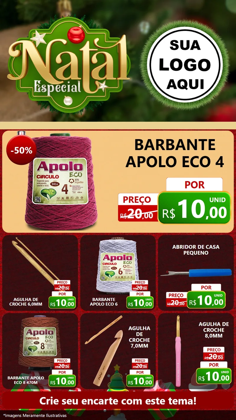 Modelo de Rede Social para Stories com o tema Natal Especial para Armarinho e Aviamentos