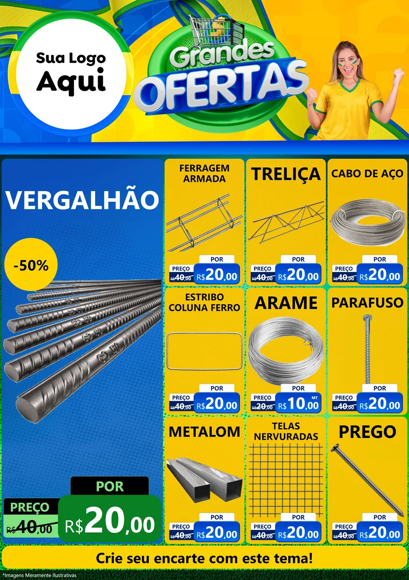 Modelo de Encarte para Encarte A4 Vertical com o tema Grandes Ofertas para Ferragens