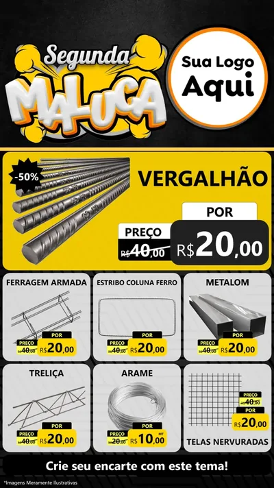 Modelo de Rede Social para Stories com o tema Segunda Maluca para Ferragens