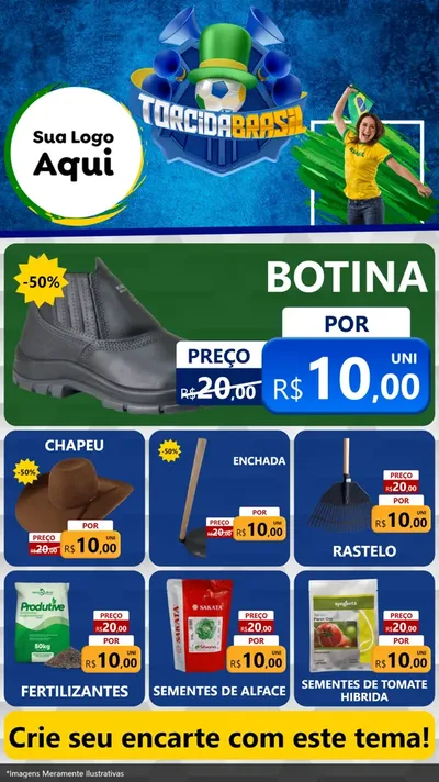 Modelo de Rede Social para Stories com o tema Torcida Brasil - Copa para Agropecuária
