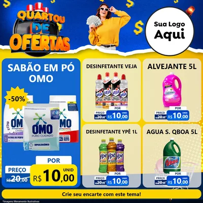 Modelo de Rede Social para Feed Facebook com o tema Quartou de Ofertas para Produtos de Limpeza