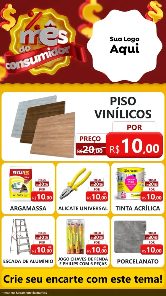 Modelo de Rede Social para Stories com o tema Mês do consumidor para Material para Construção