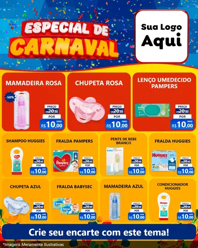 Modelo de Rede Social para Feed Instagram com o tema Especial de Carnaval para Bebês