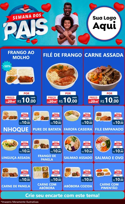 Modelo de Encarte para Encarte Grande com o tema Semana Dos Pais para Restaurante