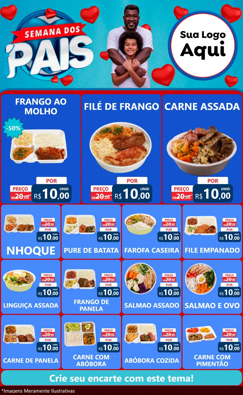 Modelo de Encarte para Encarte Grande com o tema Semana Dos Pais para Restaurante