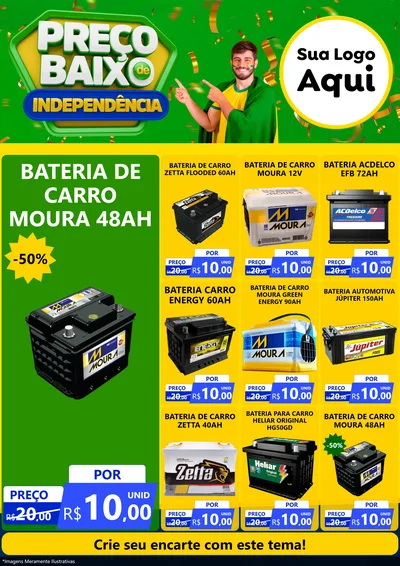 Modelo de Encarte para Encarte A4 Vertical com o tema Preço Baixo de Independência para Baterias Elétricas