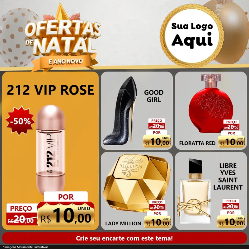 Modelo de Rede Social para Feed Facebook com o tema Ofertas De Natal E Ano Novo para Perfumes