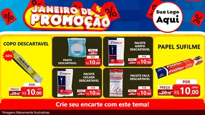 Modelo de TV para TV Horizontal com o tema Janeiro de Promoção para Embalagens