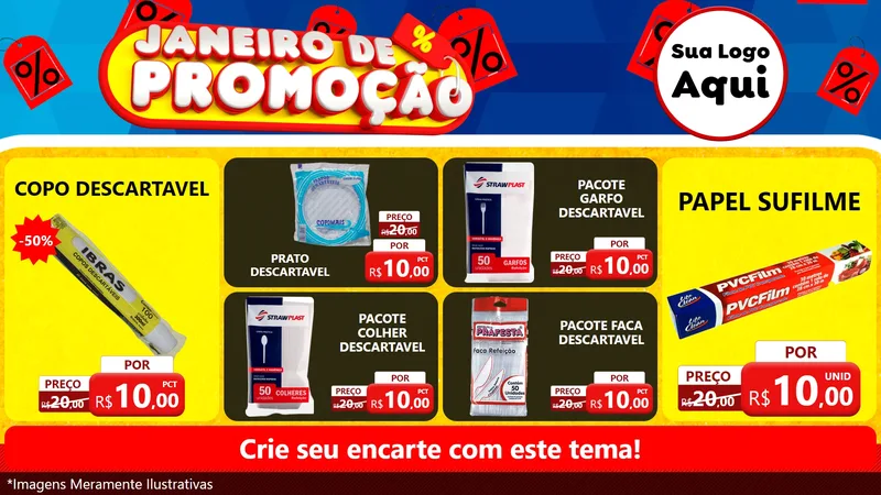 Modelo de TV para TV Horizontal com o tema Janeiro de Promoção para Embalagens