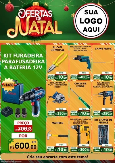 Modelo de Encarte para Encarte A4 Vertical com o tema Ofertas de Natal para Maquinas e Ferramentas