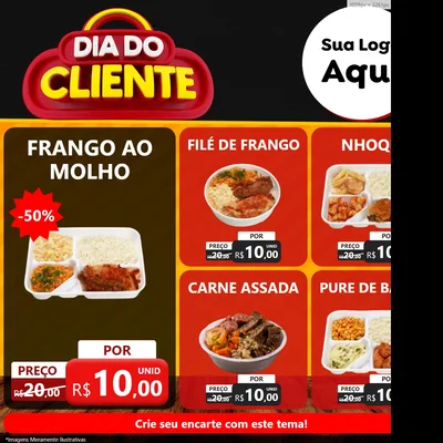 Modelo de Rede Social para Feed Facebook com o tema Dia do Cliente para Restaurante