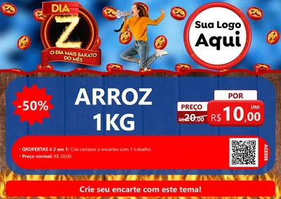 Modelo de Cartaz para Cartaz A4 Horizontal com o tema Dia Z - O Dia Mais Barato Do Mês para Supermercado