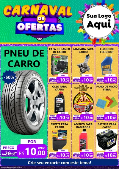 Modelo de Encarte para Encarte A4 Vertical com o tema Carnaval de Ofertas para Auto peças