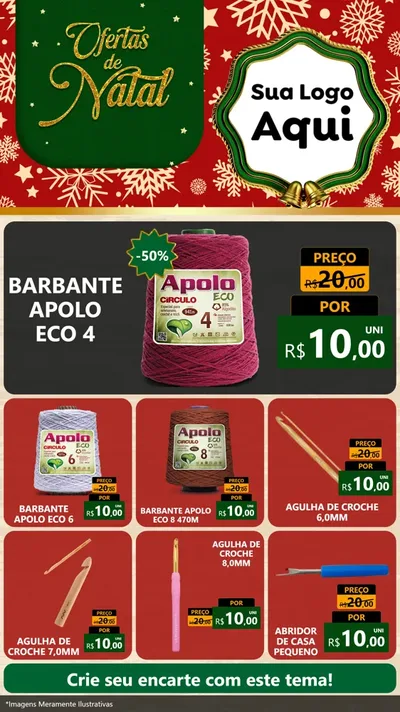 Modelo de Rede Social para Stories com o tema Natal de Ofertas para Armarinho e Aviamentos