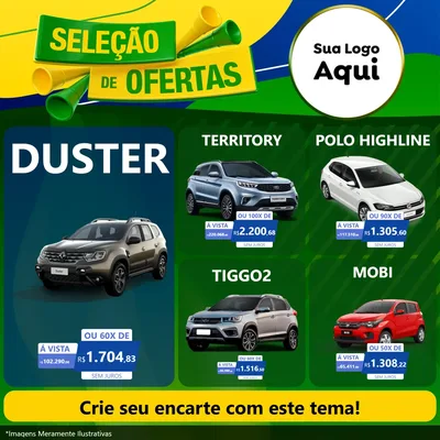 Modelo de Rede Social para Feed Facebook com o tema Seleção de Ofertas - Copa para Concessionaria de Carros