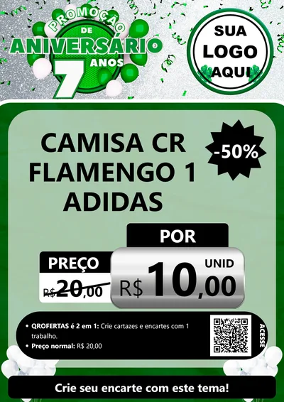 Modelo de Cartaz para Cartaz A4 Vertical com o tema Promoção de Aniversário - 7 Anos para Roupas e acessórios