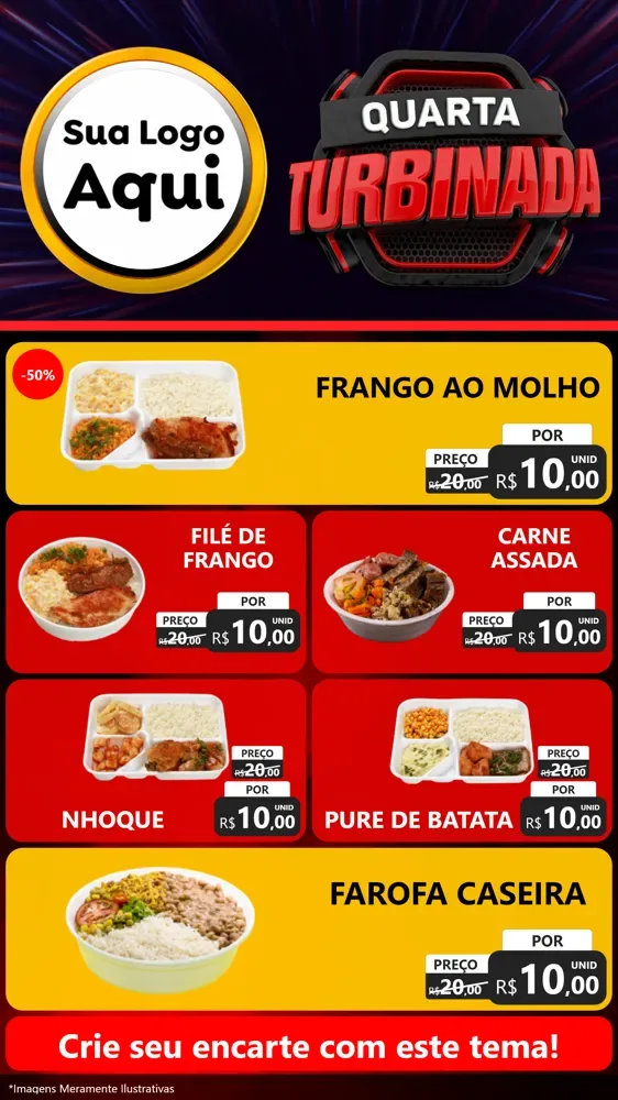 Modelo de TV para TV Vertical com o tema Quarta Turbinada para Restaurante
